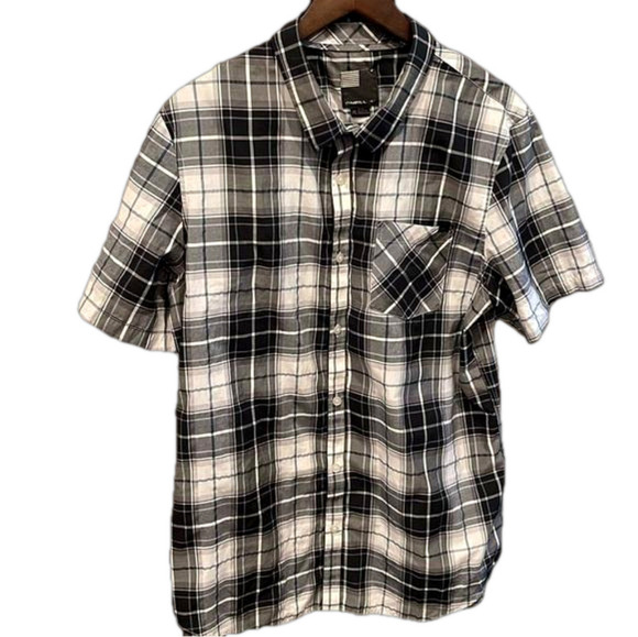O’Neill XL button short sleeve checked cotton shirt with pocket and logo on back - Picture 1 of 8